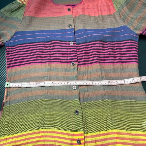 ✨ GORMAN Australian Striped Cotton Silk Button Front Blouse Size 10 ✨ - Picture 12 of 13